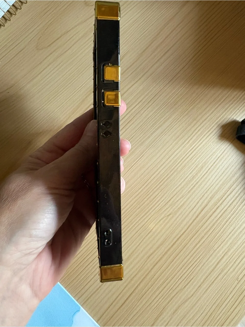 Designer Looking LV Monogram Trunk-Style Phone Case with Gold Hardware